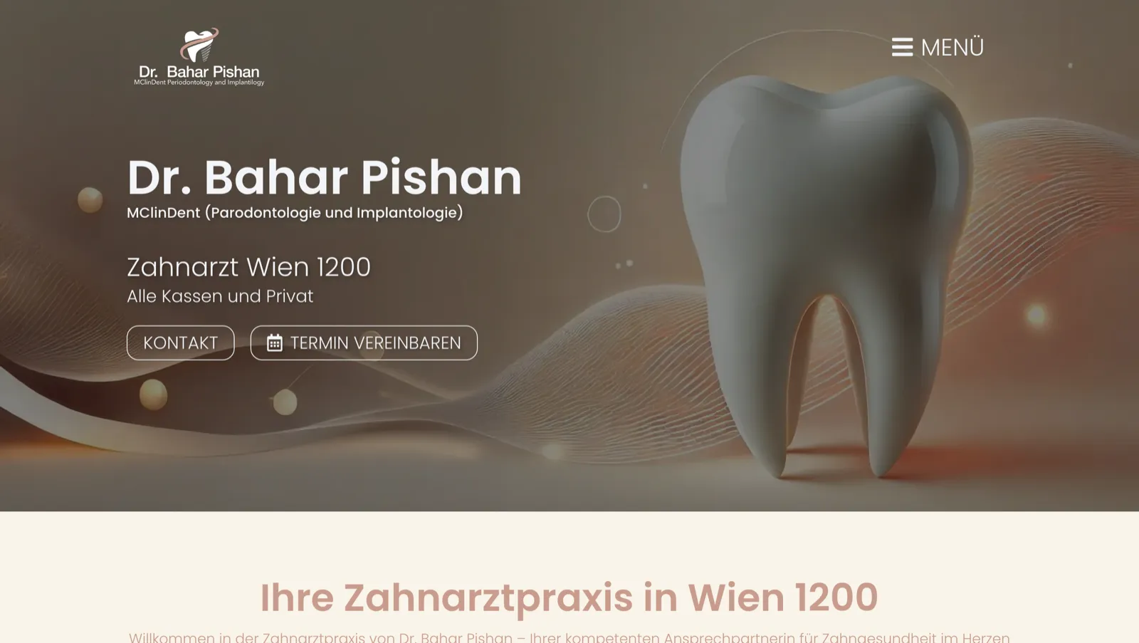 Startseite der Website von Dr. Bahar Pishan