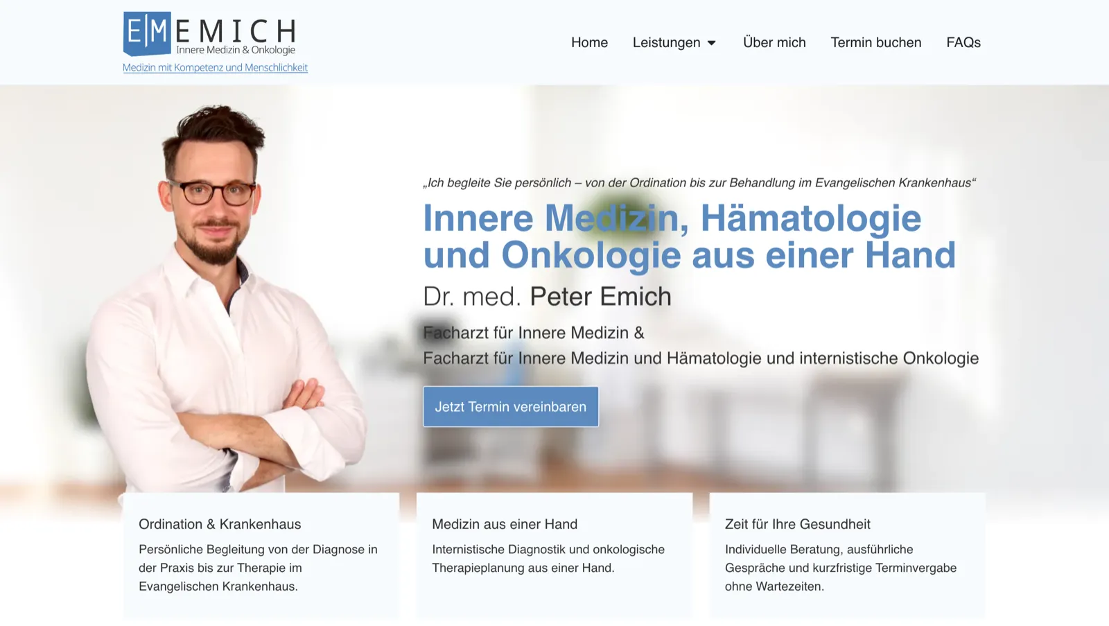 Startseite der Website von Dr. med. Peter Emich