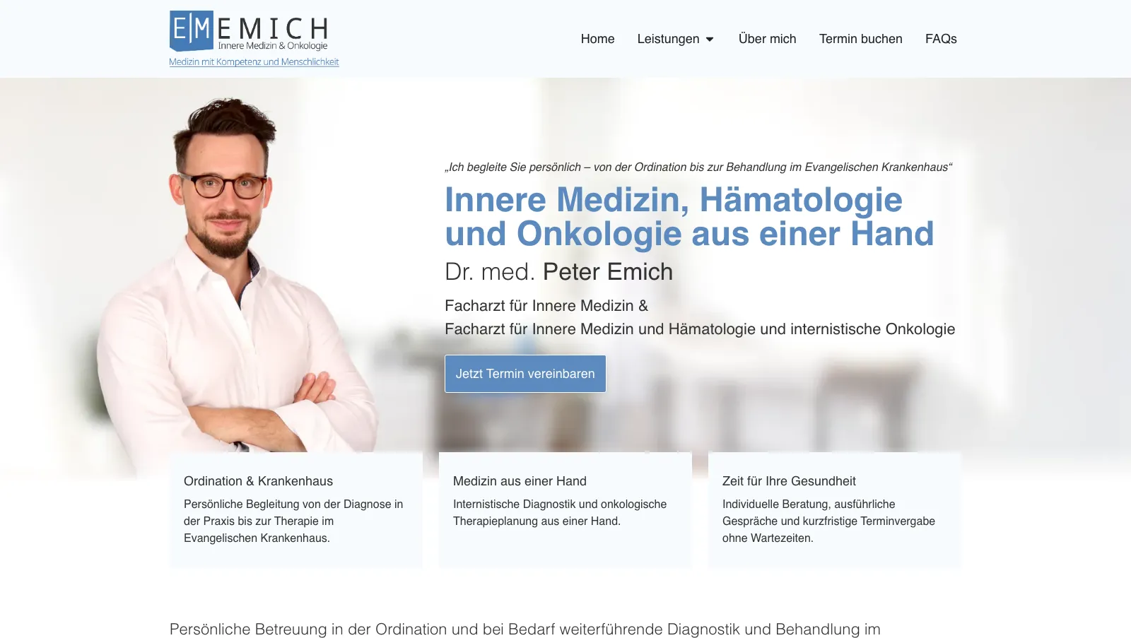 Startseite der Website von Dr. med. Peter Emich