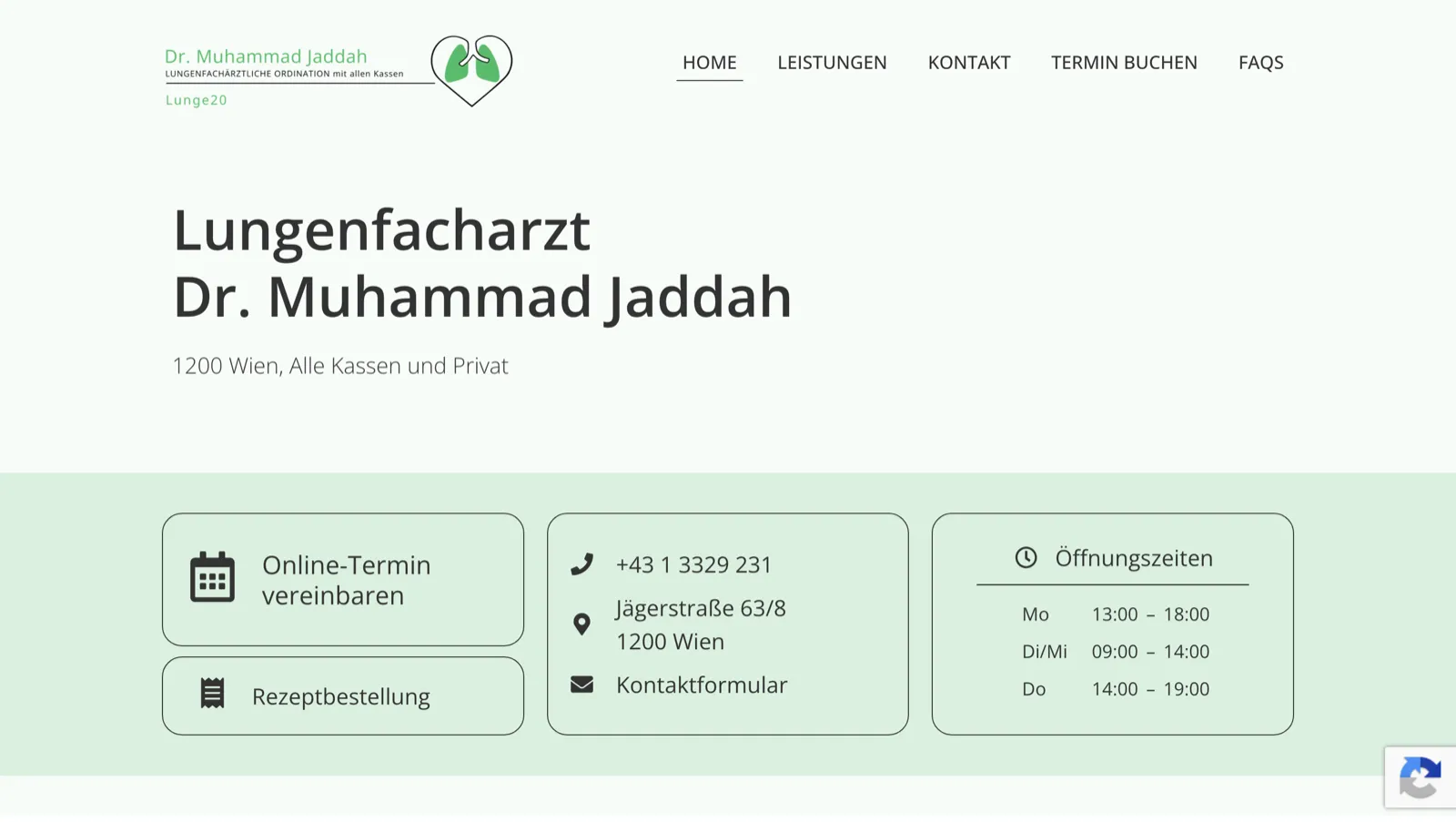 Startseite der Website von Dr. Muhammad Jaddah