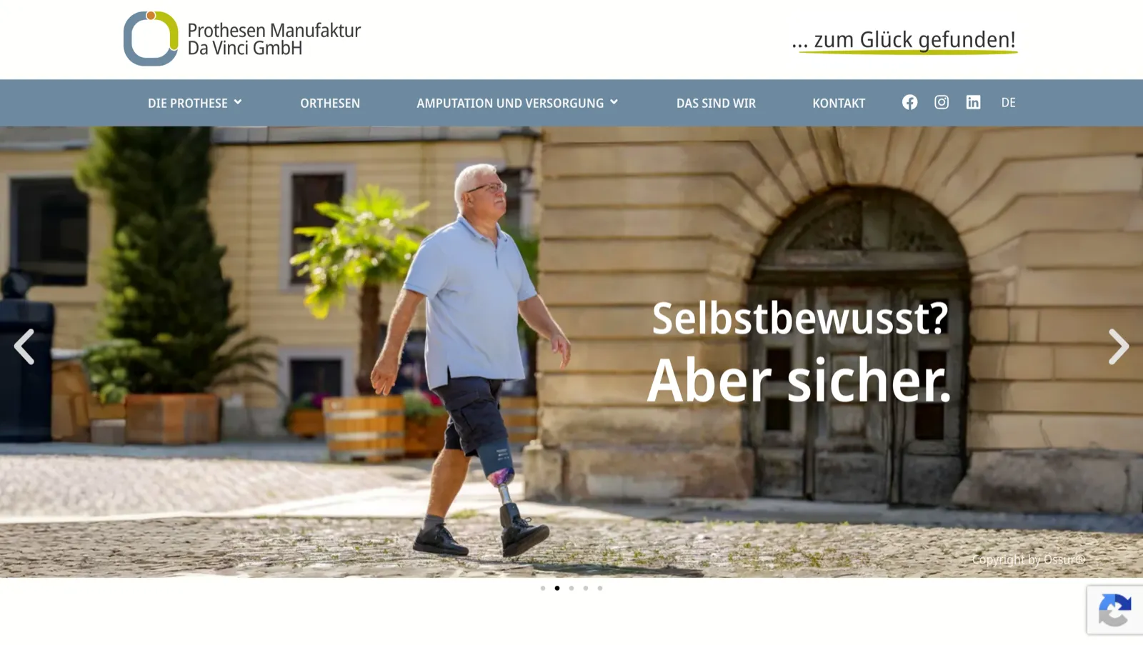 Startseite der Website von Prothesen-Manufaktur Da Vinci GmbH